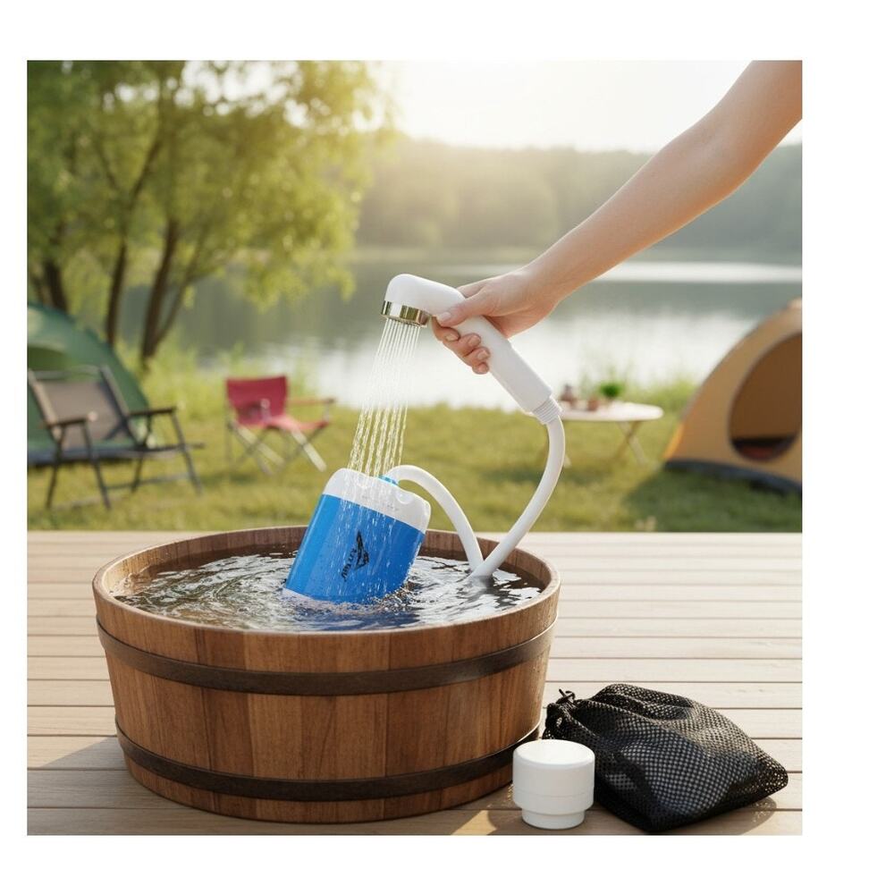 Portable Electric Camping Shower Rechargeable Hiking RV Beach Shower